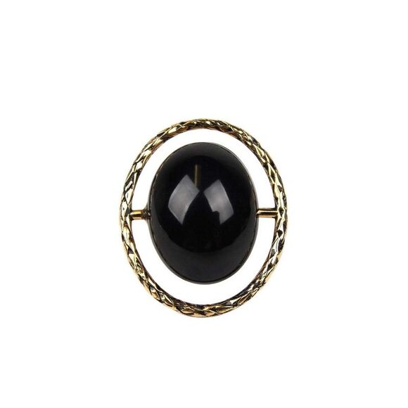 Saint Laurent Women's Black Center Brass Metal Rope Oval Ring - Picture 1 of 4